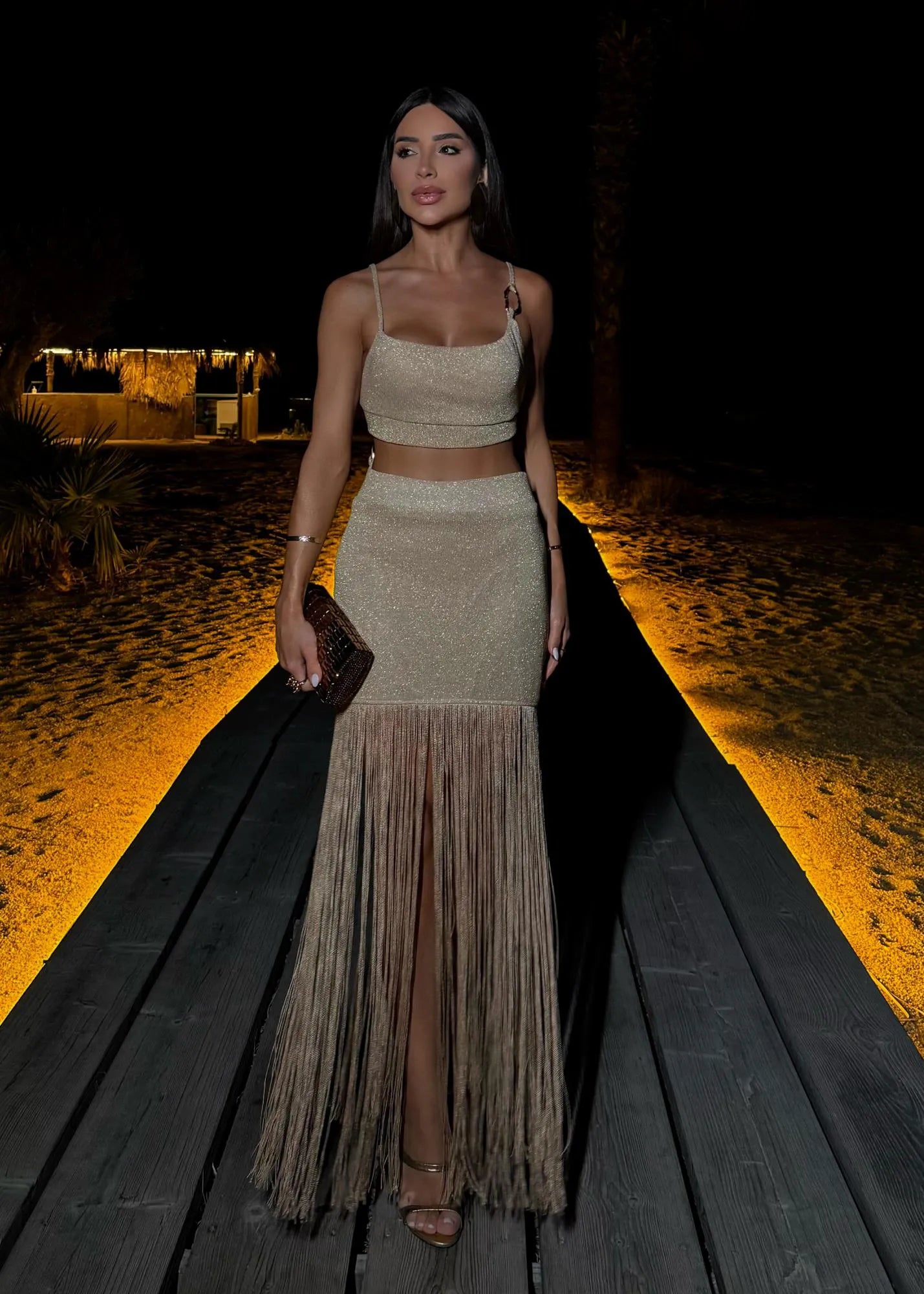 Vestido Dourado em Tricot Lurex Maria