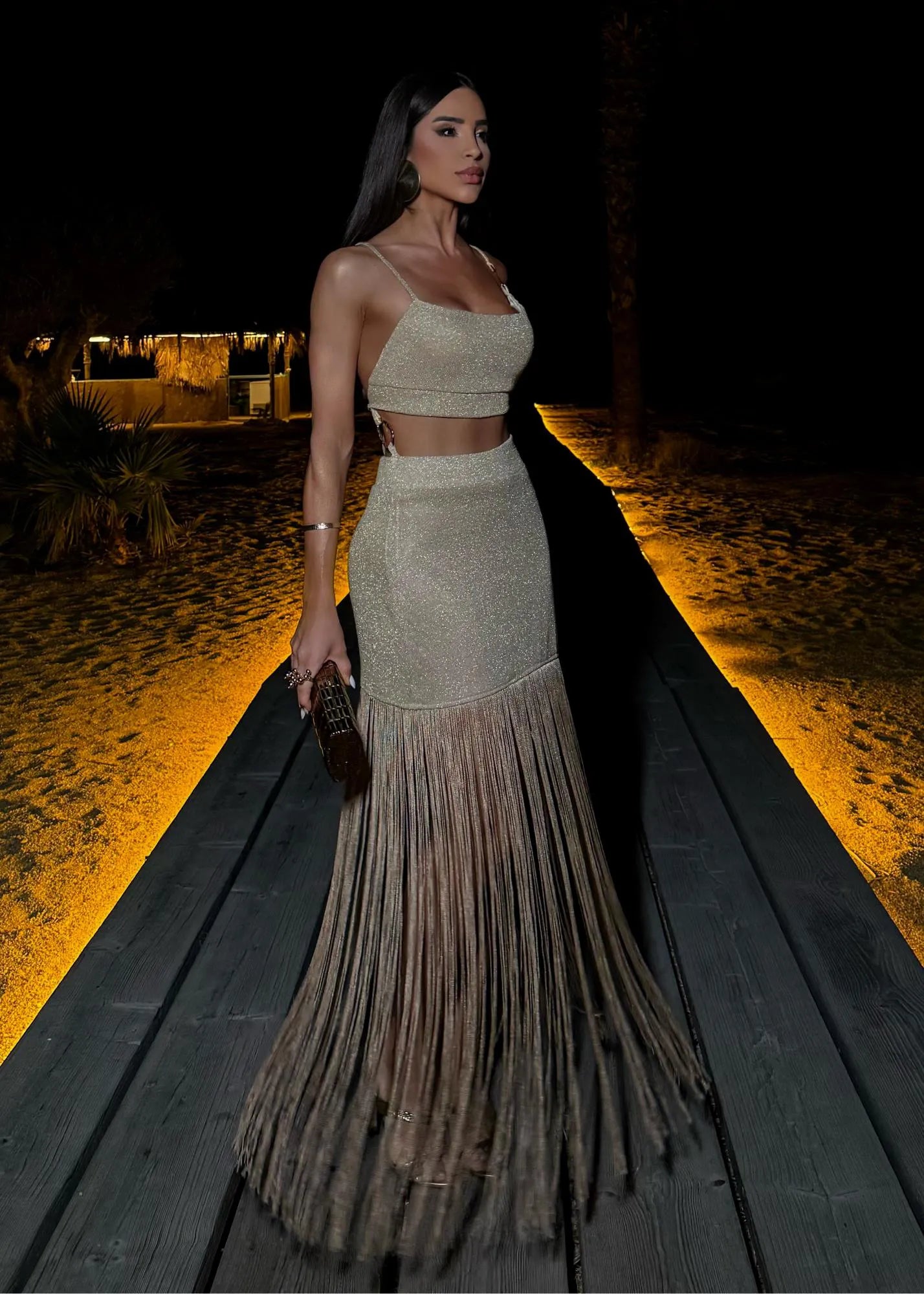 Vestido Dourado em Tricot Lurex Maria